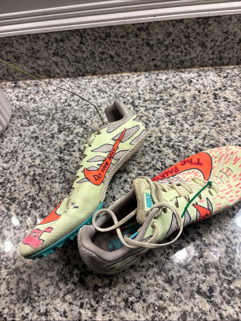 Nike Kids Neon Green and Orange Track Spikes